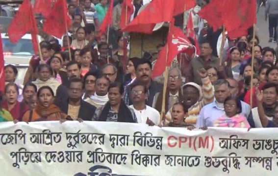 Mammoth gathering of CPI-M supporters marked protest in Tripura against Party Offices burning incident
